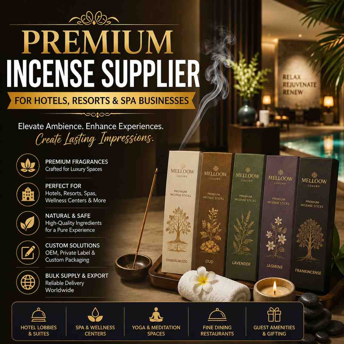 Premium Incense Supplier for Hotels, Resorts & Spa Businesses